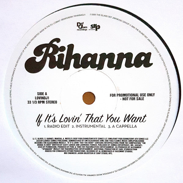 Rihanna - If It's Lovin' That You Want (12", Promo)