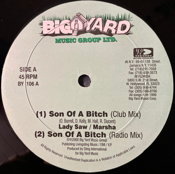 Lady Saw & Marsha (3) - Son Of A Bitch (12")