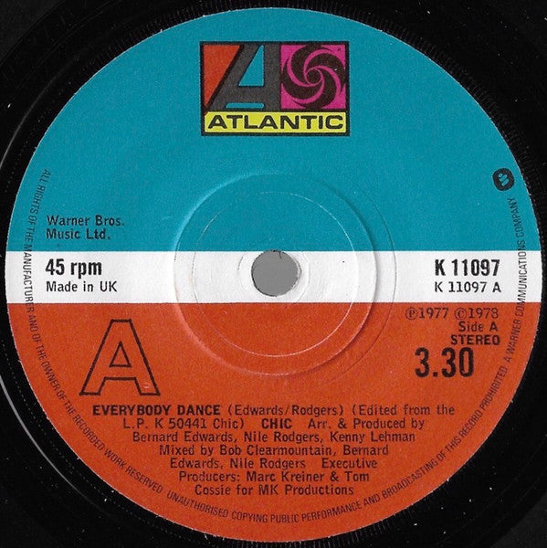 Chic - Everybody Dance (7", Single, Blu)