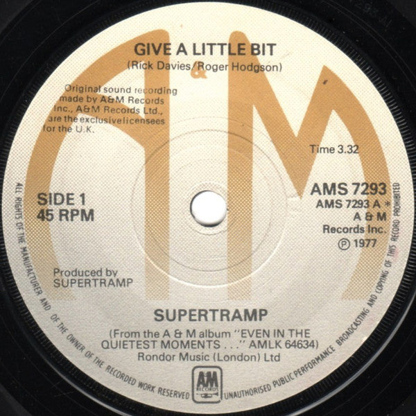 Supertramp - Give A Little Bit (7", Single)