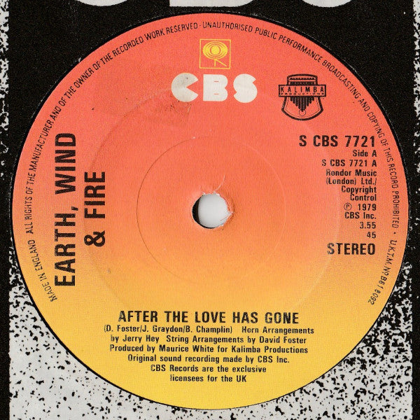 Earth, Wind & Fire - After The Love Has Gone (7", Pap)