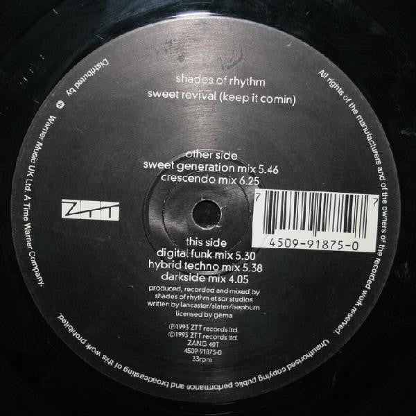 Shades Of Rhythm - Sweet Revival (Keep It Comin) (12")