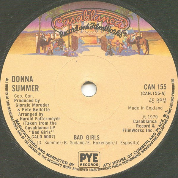 Donna Summer - Bad Girls (7", Single, Sol)
