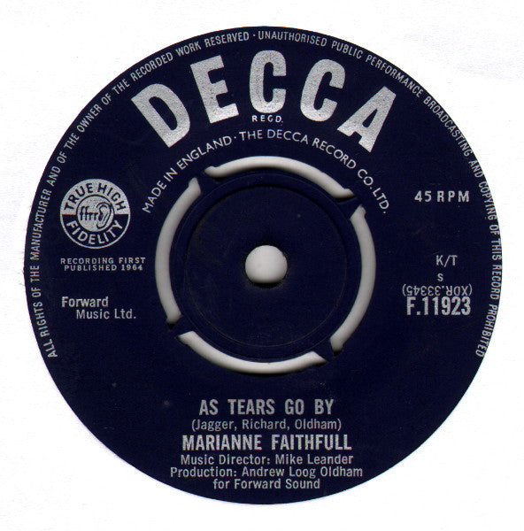 Marianne Faithfull - As Tears Go By (7", Single)