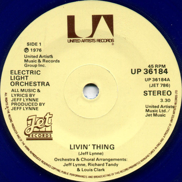 Electric Light Orchestra - Livin' Thing (7", Single, Blu)