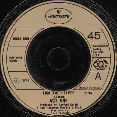 Act One* - Tom The Peeper (7", Single, RE)
