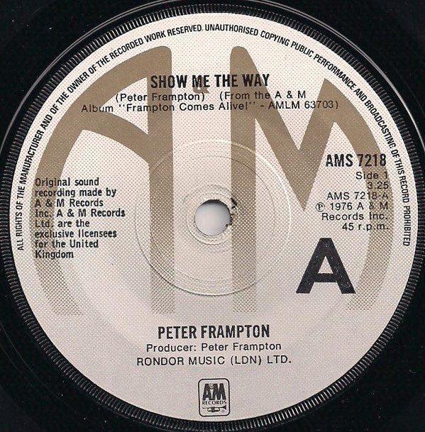 Peter Frampton - Show Me The Way (7", Single, Sol)