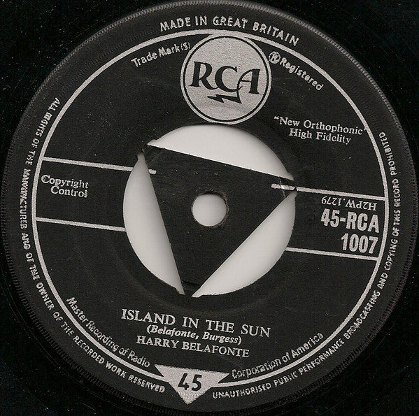 Harry Belafonte - Island In The Sun (7", Single)