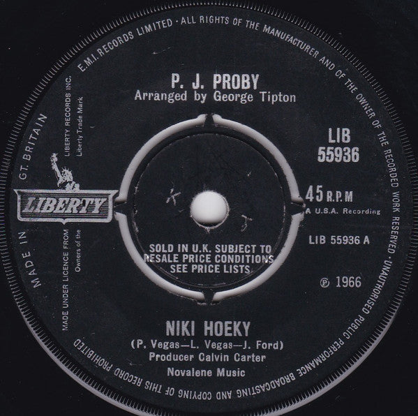 P.J. Proby - Niki Hoeky (7", Single, 4 P)