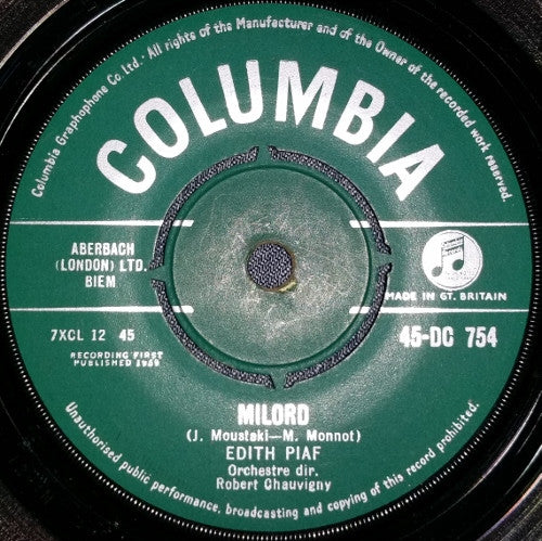 Edith Piaf - Milord / Je Sais Comment (7", Single, Gre)
