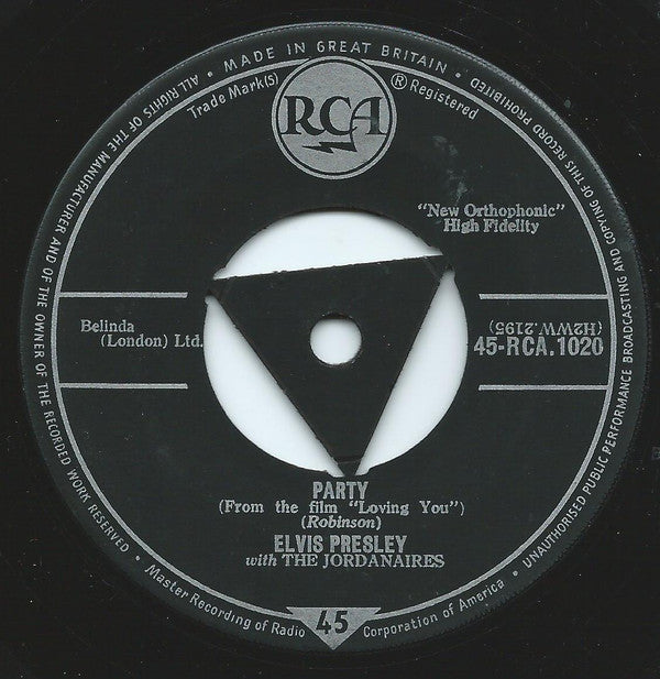 Elvis Presley And The Jordanaires - Party (7", Single)