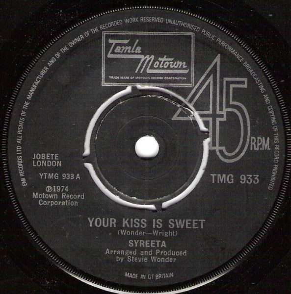 Syreeta - Your Kiss Is Sweet (7", Single)