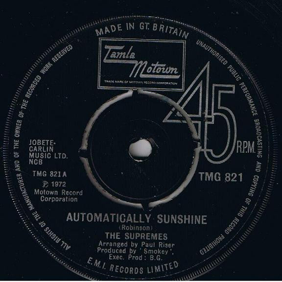 The Supremes - Automatically Sunshine (7", Single, Pus)