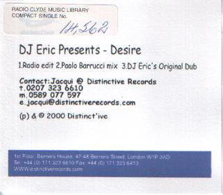 DJ Eric - Desire (CDr, Single)