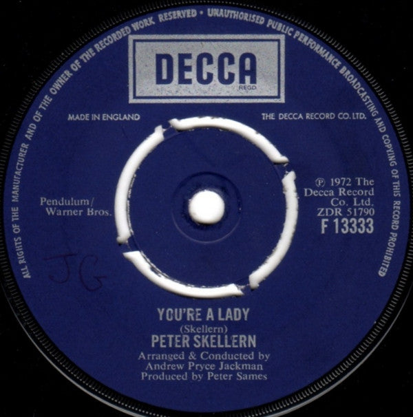 Peter Skellern - You're A Lady (7", Single, Pus)