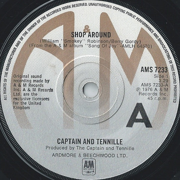 Captain And Tennille - Shop Around (7", Single)