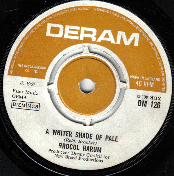 Procol Harum - A Whiter Shade Of Pale (7", Single, Mono)