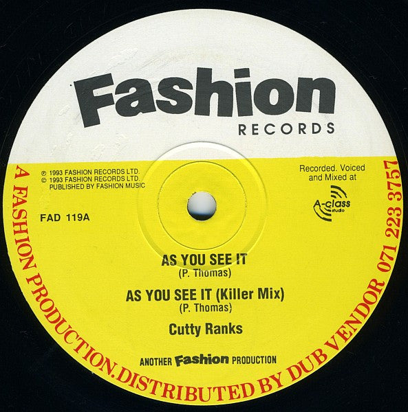 Cutty Ranks - As You See It / Home Training (12")