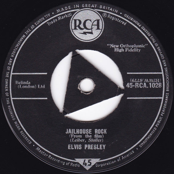 Elvis Presley - Jailhouse Rock (7", Single, Tri)