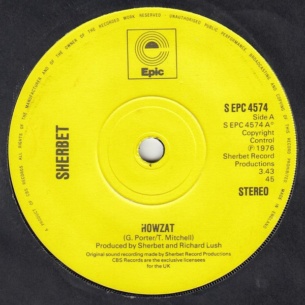 Sherbet - Howzat (7", Single, Yel)