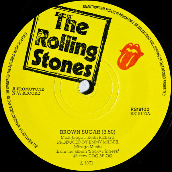 The Rolling Stones - Brown Sugar (7", Single, Mono, Sol)