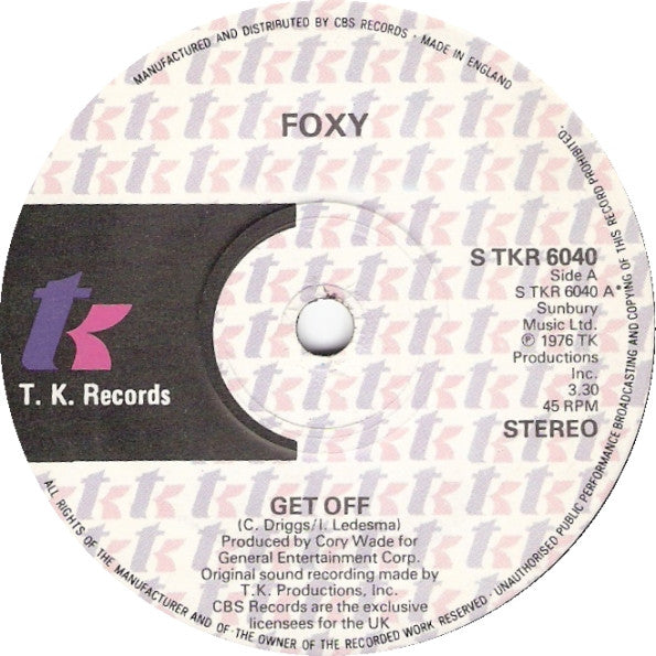Foxy - Get Off (7", Single, Sol)