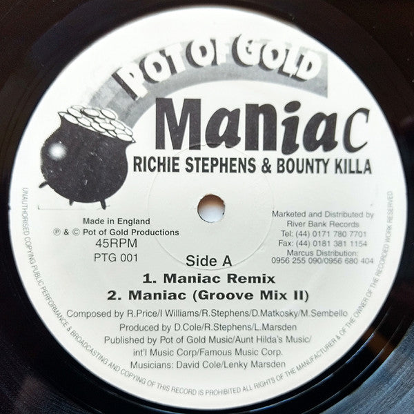 Richie Stephens & Bounty Killa* - Maniac (12")