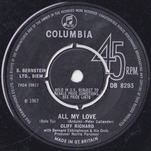 Cliff Richard - All My Love (7", Single, Kno)