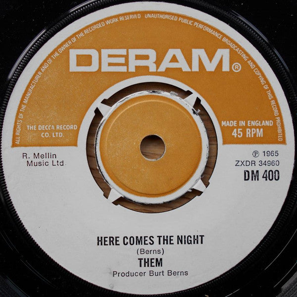 Them (3) - Here Comes The Night (7", Single, RE)
