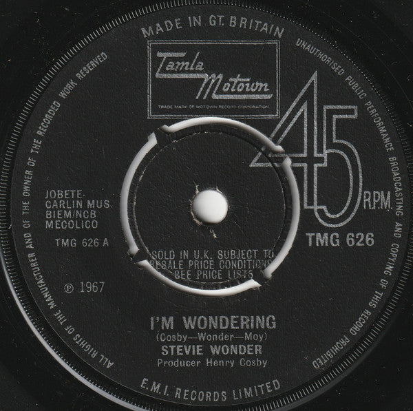 Stevie Wonder - I'm Wondering (7", Single, 4-P)