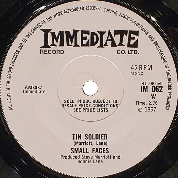 Small Faces - Tin Soldier (7", Single, Mono)