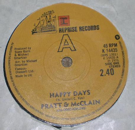 Pratt & McClain With Brotherlove - Happy Days (7", Single, Lar)