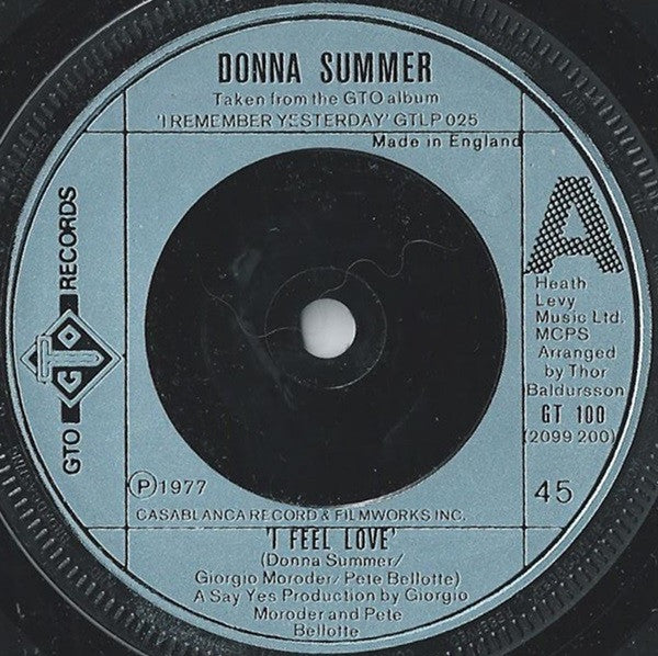 Donna Summer - I Feel Love (7", Single, Sil)