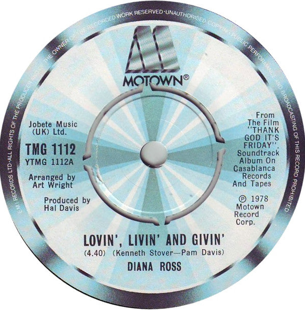 Diana Ross - Lovin', Livin' And Givin' (7", Single)