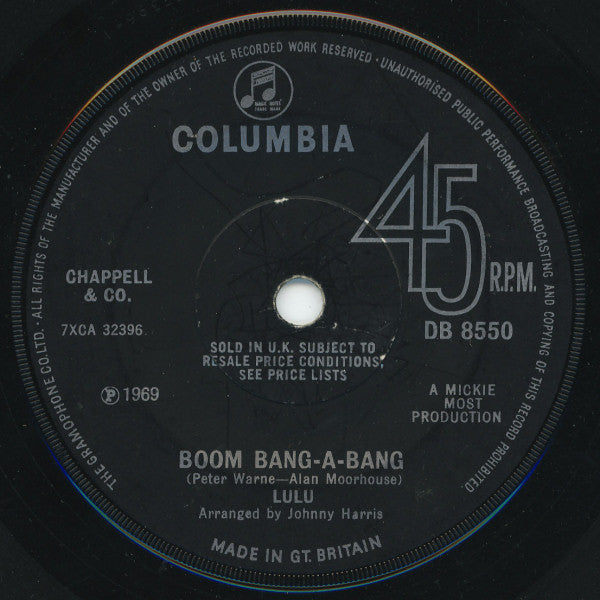 Lulu - Boom Bang-A-Bang (7", Single, Sol)