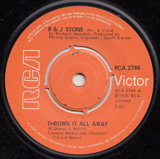 R & J Stone - Thrown It All Away (7")