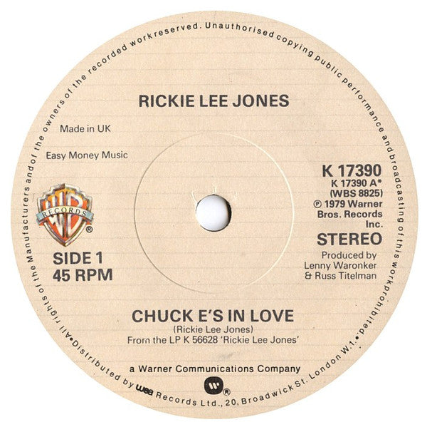 Rickie Lee Jones - Chuck E's In Love (7", Single)