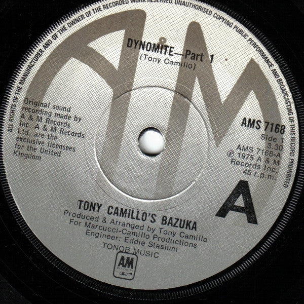 Tony Camillo's Bazuka - Dynomite - Part I (7", Single, Sol)