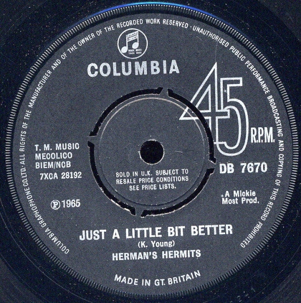 Herman's Hermits - Just A Little Bit Better (7", Single)