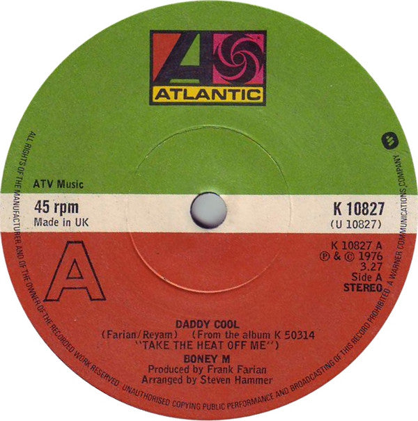 Boney M* - Daddy Cool (7", Single, Sol)
