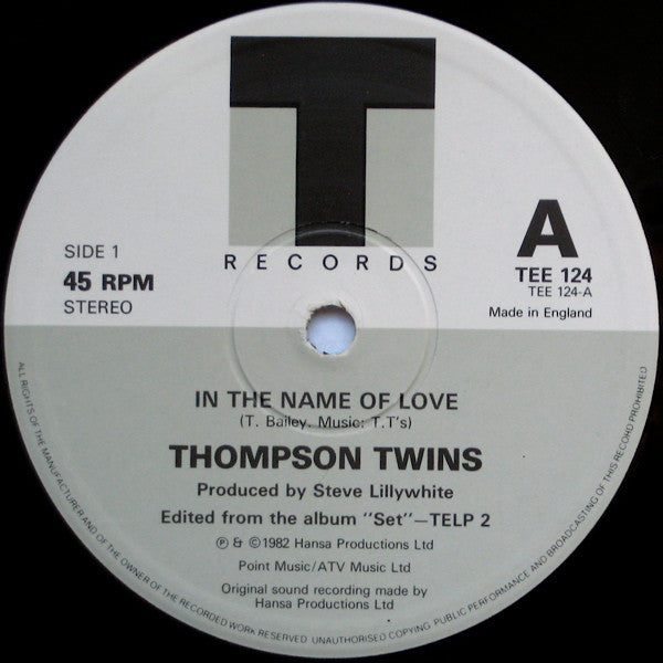 Thompson Twins - In The Name Of Love (12", Single)