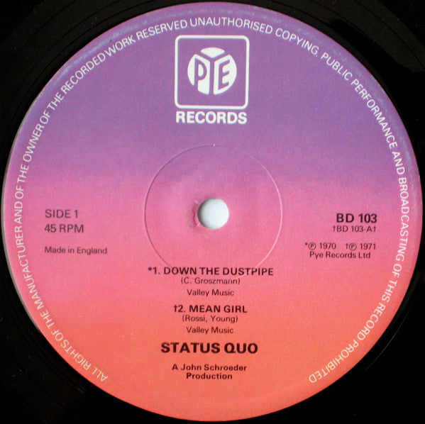 Status Quo - Down The Dustpipe (12", Single)