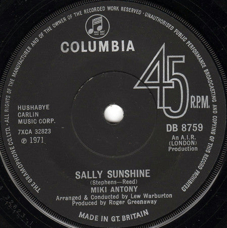 Miki Antony - Sally Sunshine (7", Single, Sol)