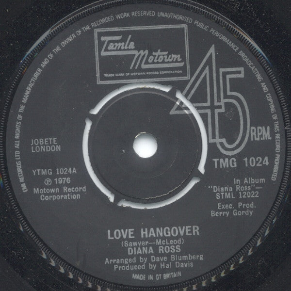 Diana Ross - Love Hangover (7", Single, 4 P)