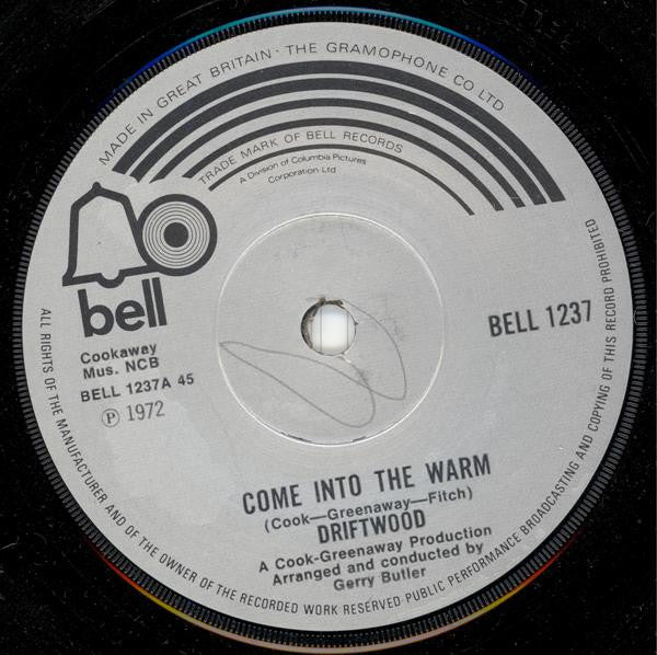 Driftwood (8) - Come Into The Warm (7", Single, Sol)