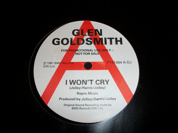 Glen Goldsmith - I Won't Cry (12", Promo)
