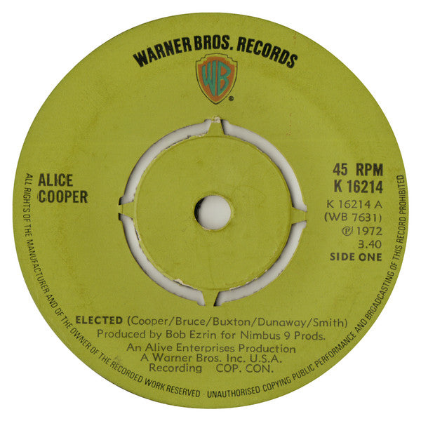 Alice Cooper - Elected (7", Pus)