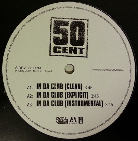 50 Cent - In Da Club (12", Promo)