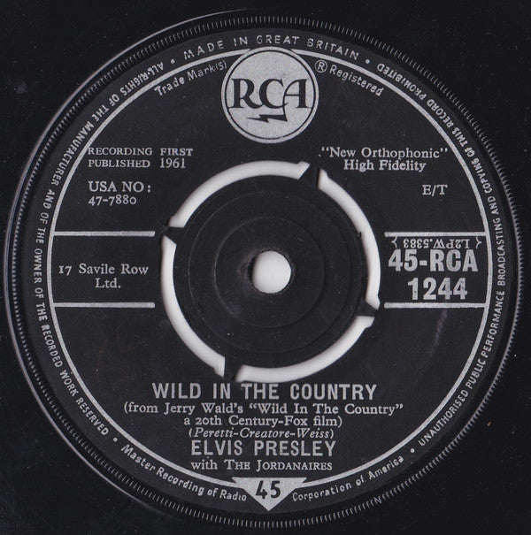 Elvis Presley - Wild In The Country (7", Single)