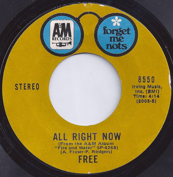 Free - All Right Now / The Stealer (7", Single, Styrene, Ter)